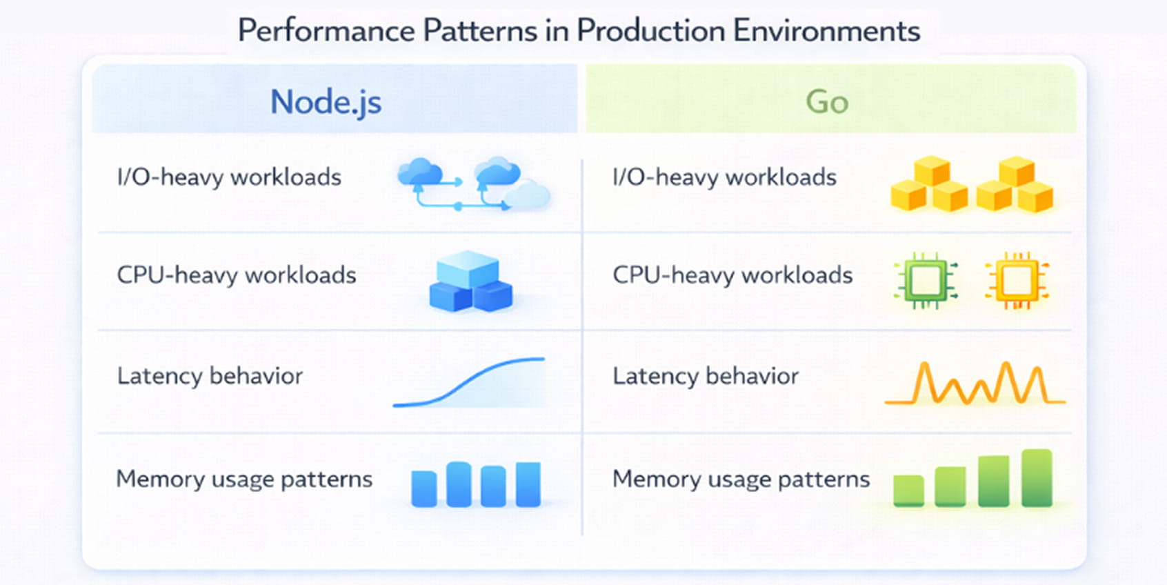 An image that represent performance comparison in production environments